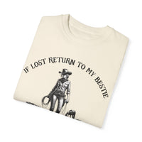 If Lost, Return to My Bestie T-Shirt – Funny Best Friend Tee with Vintage Cowgirl Graphic, Oversized Fit, Western Aesthetic, Comfort Colors, Gift for Bestie