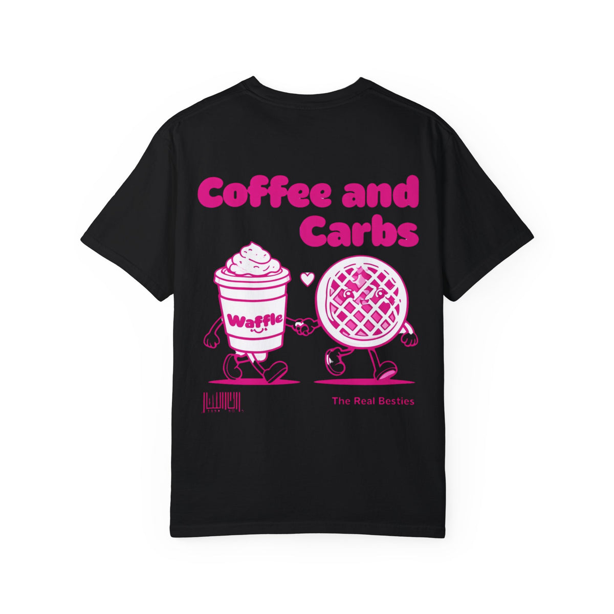 Comfort Colors Coffee & Carbs – The Real Besties T-Shirt in a relaxed, vintage-washed fit. Soft, 100% cotton fabric in an oversized style, perfect for besties who love brunch and coffee