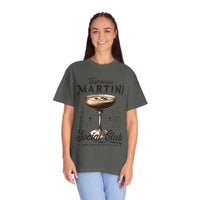 Vintage-washed oversized t-shirt featuring an espresso martini glass with coffee beans floating, a must-have for coffee & cocktail lovers