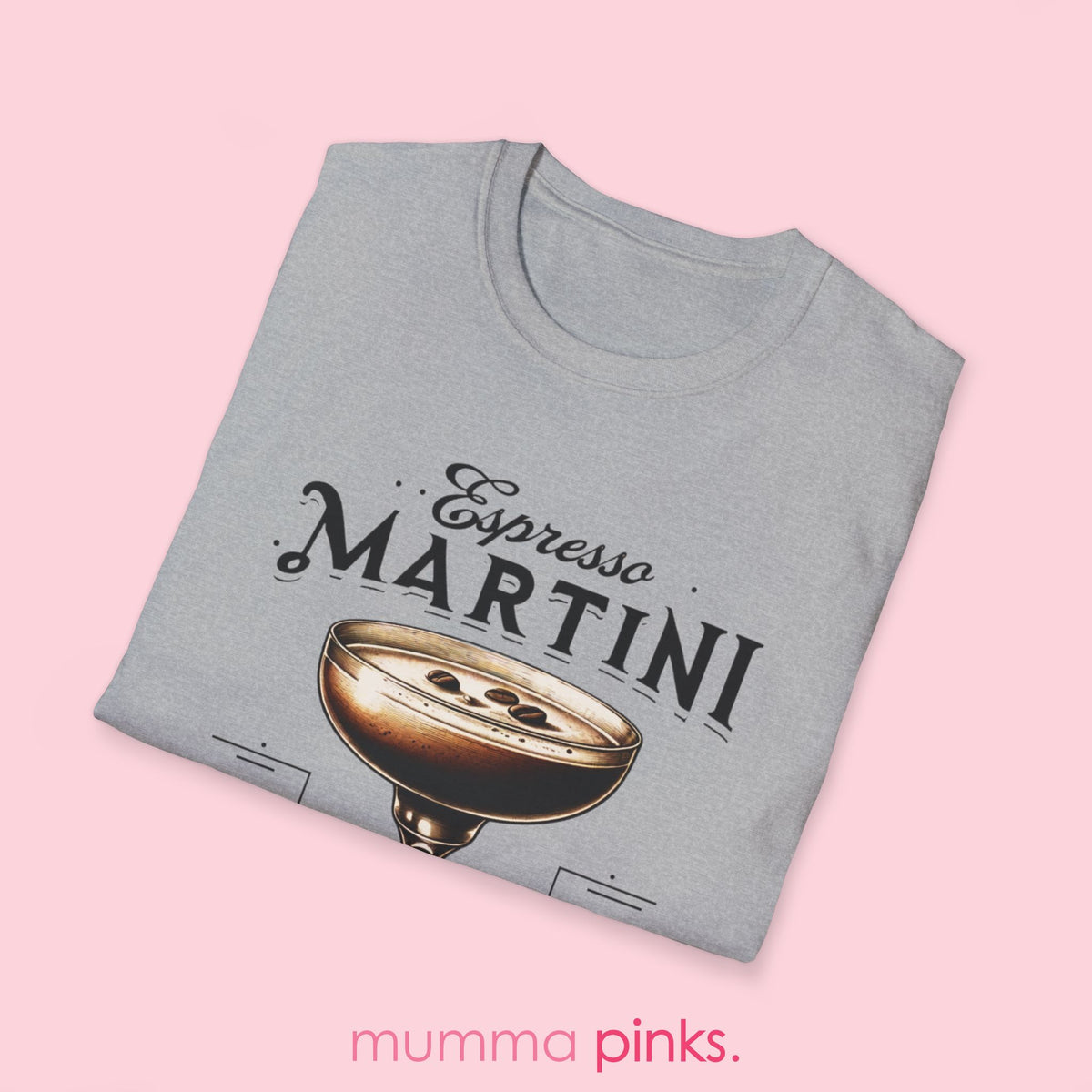 Classic fit Gildan 64000 tee with a trendy espresso martini design, perfect for date nights and bottomless brunch.