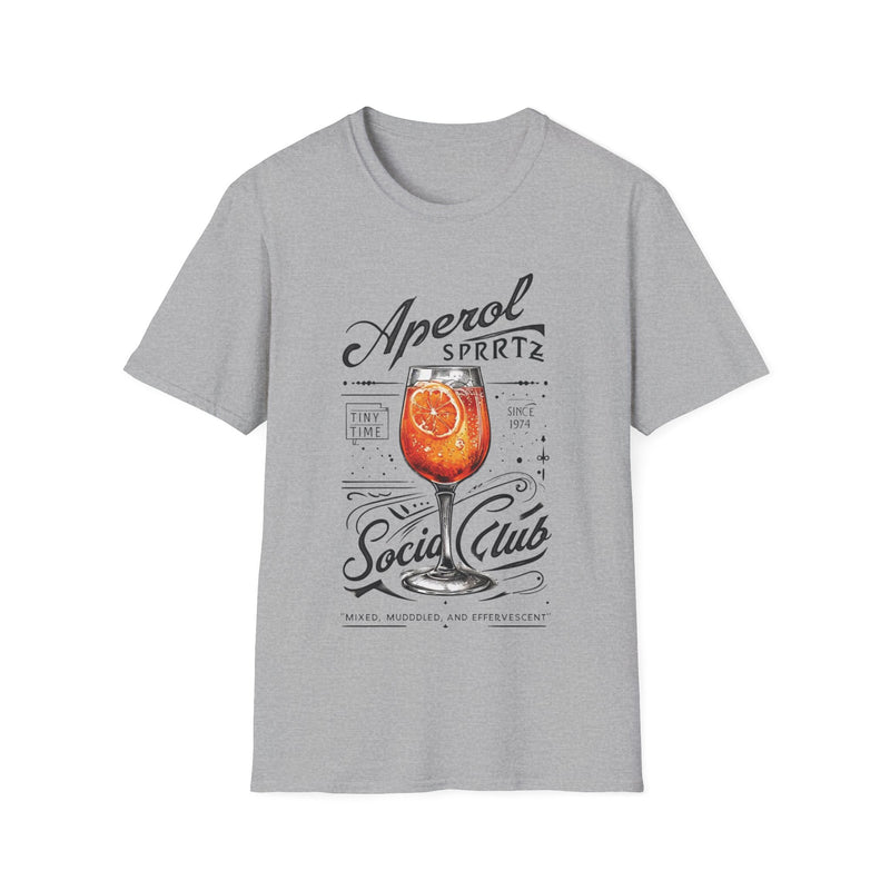 Classic Gildan 64000 tee with an Aperol Spritz graphic, stylish and perfect for brunch, beach days, and girls' trips.
