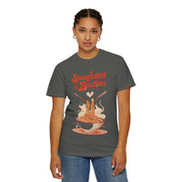 Model wearing a relaxed fit Spaghetti & Besties – A Perfect Pair T-Shirt with a fun spaghetti-themed design, perfect for best friends and pasta lovers. Soft, vintage-washed cotton with oversized aesthetic.
