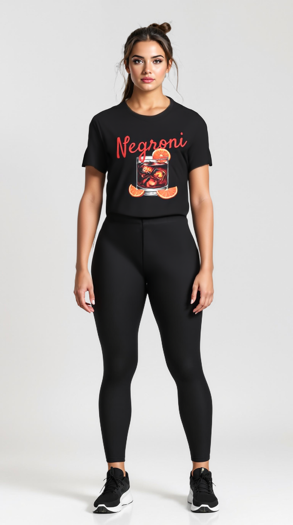 Classic fit Gildan 64000 tee featuring a bold Negroni cocktail design, sleek and perfect for Italian cocktail lovers.