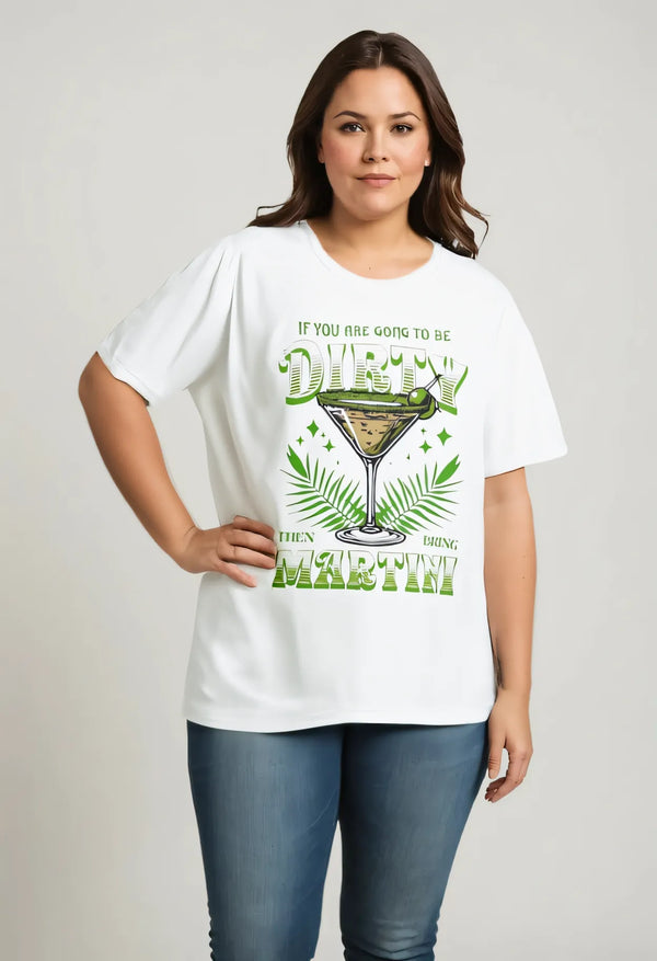 Fitted Gildan 64000 t-shirt with a chic martini glass and playful cocktail-inspired slogan, perfect for party nights
